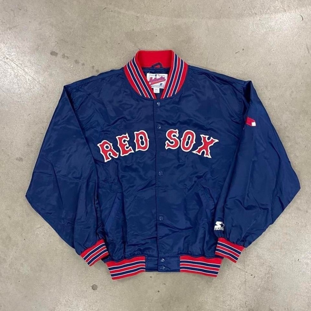 Vintage Boston Red Sox MLB Starter Diamond Collection Satin Button Up Jacket XXL